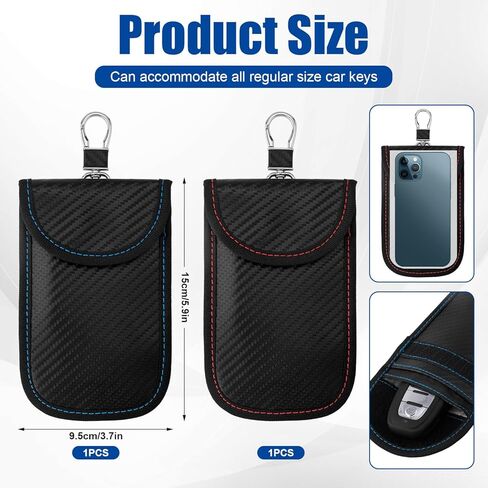 2pcs Faraday Bags, 5.9x3.7in Faraday Pouch for Key Fob Signal Blocking Anti Theft Faraday Cage Car RFID Signal Blocking Faraday Protector Case Holder for Car Keys in Saudi Arabia