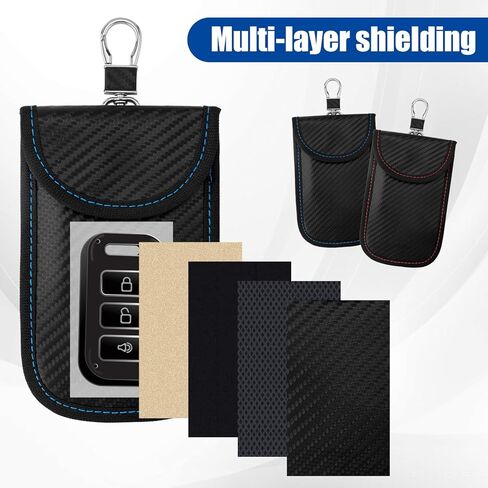2pcs Faraday Bags, 5.9x3.7in Faraday Pouch for Key Fob Signal Blocking Anti Theft Faraday Cage Car RFID Signal Blocking Faraday Protector Case Holder for Car Keys in Saudi Arabia