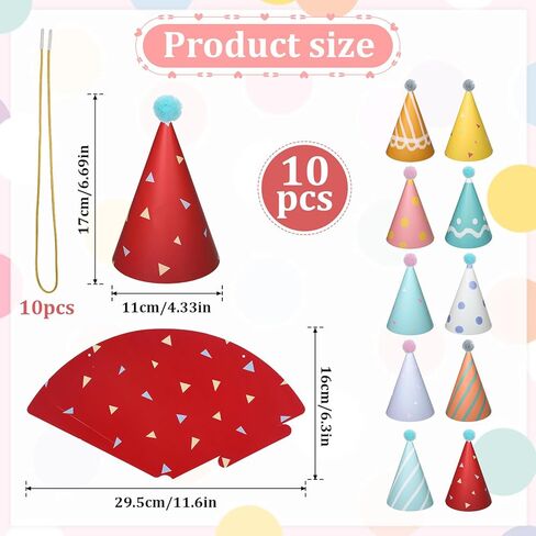 Party Hats for Stuffed Animals, 10 Pcs Colorful Stuffed Animal Party Hat, Lovely Paper Cone Tiny Birthday Hats, Mini PartyHat for Stuff Animals Pets, Accessories in Saudi Arabia