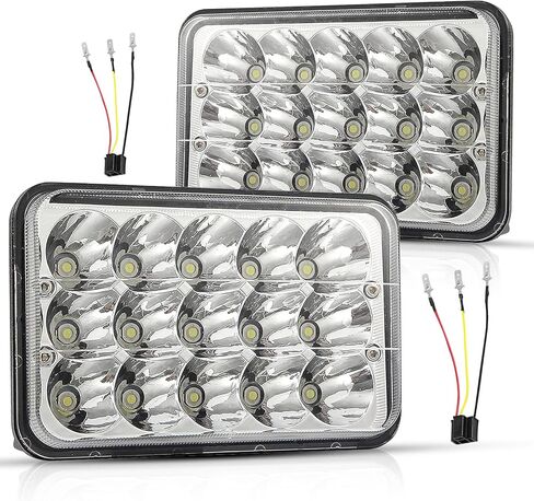 4x6 Led Headlights w/H4 Socket, Dot Approved Peterbilt Headlights Rectangular H4651 H4652 H4656 H6545 H4666 Headlamp for Kenworth Freightinger Ford Probe Chevy Oldsmobile Cutlass 4PCS in Saudi Arabia