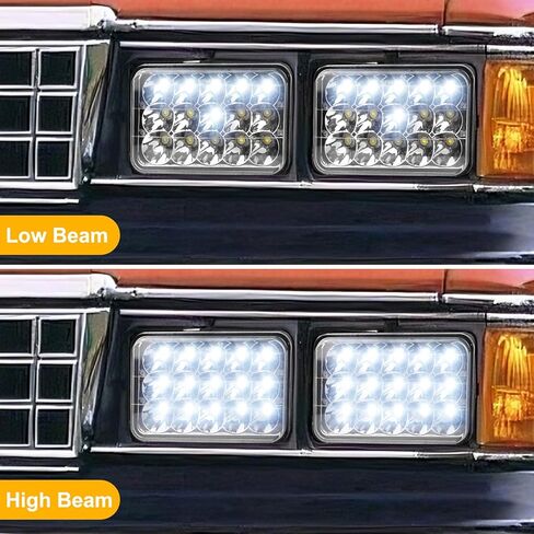 4x6 Led Headlights w/H4 Socket, Dot Approved Peterbilt Headlights Rectangular H4651 H4652 H4656 H6545 H4666 Headlamp for Kenworth Freightinger Ford Probe Chevy Oldsmobile Cutlass 4PCS in Saudi Arabia