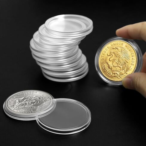 QWORK Coin Holder Set, 60 Pcs 1.61" Silver Dollar Capsules, Coin Capsules with Foam Gasket, Plastic Storage Case for Coin Collectors, 41mm in Kuwait