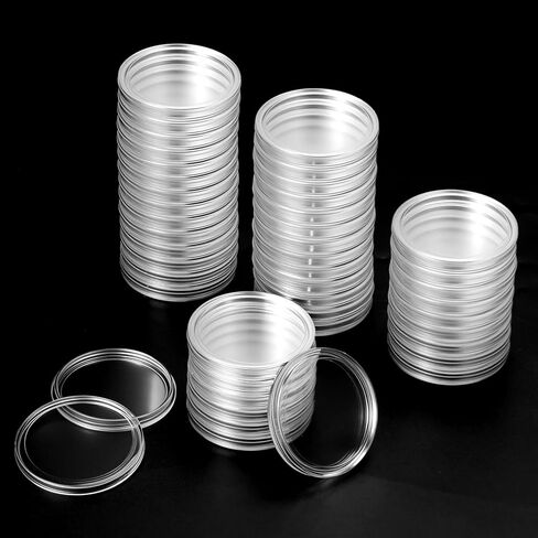 QWORK Coin Holder Set, 60 Pcs 1.61" Silver Dollar Capsules, Coin Capsules with Foam Gasket, Plastic Storage Case for Coin Collectors, 41mm in Kuwait