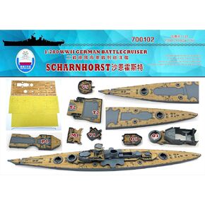 700102 1/700 الحرب العالمية الثانية الألمانية Battlecruiser Scharnhorst، سطح خشبي، ورق إخفاء، لـ flyhawk FH1148 in Kuwait