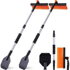 2 حزمة من فرشاة الثلج القابلة للتمديد 40 بوصة مع أداة إزالة الثلج مكشطة الثلج القابلة للفصل لشاحنة السيارة وسيارات الدفع الرباعي ومقبض إسفنجي للزجاج الأمامي للسيارة، ملحقات السيارة الشتوية شديدة التحمل (أسود) in Kuwait