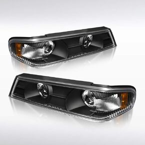 Autozensation متوافق مع Chevy Colorado GMC Canyon 2004-2012، غطاء أسود نفاث، مصابيح زاوية ممتصة للصدمات، مجموعة زوج L+R in Kuwait