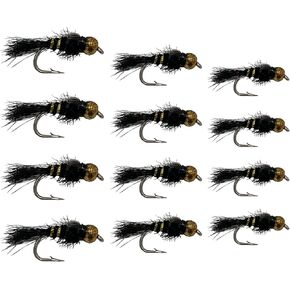 Feeder Creek Hare's Ear Natural Bead Head Nymph, Fly Fishing Flies for Trout, Bass & Freshwater Fish - One Dozen Wet Flies - 3 Size Assortment (4 of Each Size) in Saudi Arabia