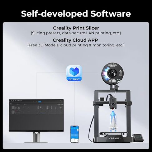 طابعة Creality Ender 3 V3 KE ثلاثية الأبعاد مع طباعة عالية السرعة 500 مم/ثانية، وطارد مباشر متطور Sprite، وسكك خطية على المحور X، ونظام تشغيل Creality الذكي، وحجم طباعة 8.66 × 8.66 × 9.44 بوصة in Saudi Arabia