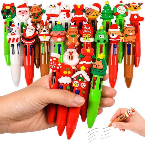 LiYiQ 100 PCS Christmas 4-in-1 Multicolor Pens Bulk for Kids Christmas Stocking Stuffers Christmas Classroom Gifts for Students in Saudi Arabia