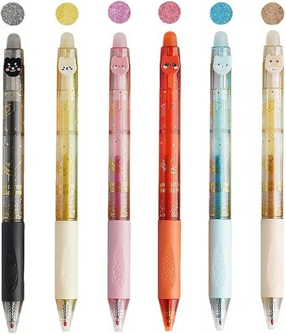 12PCS Cute Glitter Erasable Gel Pens, Multicolor Fine Point 0.7mm, Retractable, for Journaling, Drawing, Note Taking in Saudi Arabia