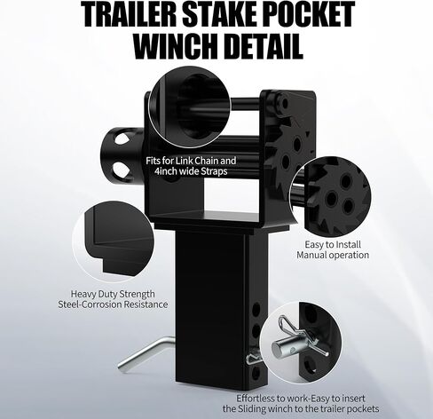 Garvee Trailer Stake Pocket Winch, Utility Capacity 16200 LBS Stake Pocket Winch with 4 Cotter Pin Holes for Flatbeds, Trailers, Trucks in Saudi Arabia