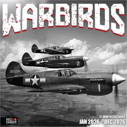تقويم حائط RED EMBER Warbirds 2026 لمدة 12 شهرًا | 12 بوصة × 24 بوصة مفتوح | ورق سميك وقوي | هدية العيد | الطائرات المقاتلة الطائرات النفاثة التقويم العسكري 2026 in Saudi Arabia
