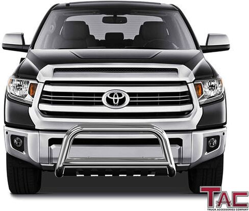 TAC Modular Bull Bar متوافق مع 2007-2021 تويوتا تندرا | 2008-2022 سيارة بيك آب سيكويا بيك أب ذات نسيج أسود ناعم وفرشاة حماية للمصد الأمامي (إصدار Predator Mesh) (رقم براءة الاختراع: US 10,315,599 B2) in Saudi Arabia