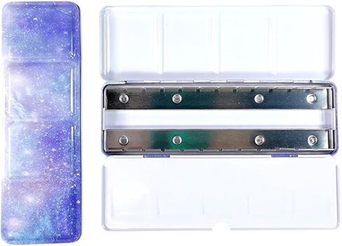 Watercolor Paint Palette Box 24 Well Travel Paint Case Metal Storage Box Leakproof Lid for Artist Student Smooth Application Watercolor Cakes in Saudi Arabia