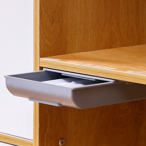 Hidden Storage Box Self-Adhesive Desk Drawer Containers Table Holder Sundries Cosmetics Organizer,Grey Small in Saudi Arabia