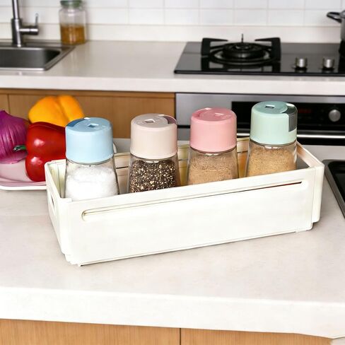 Plastic Expandable Boxes, Kitchen Foldable Storage Bins, Adjustable from 11 to 18.8 Inches - Ideal Drawer Organizers for Bedroom, Kitchen Utensils, Tools, and Closets in Saudi Arabia