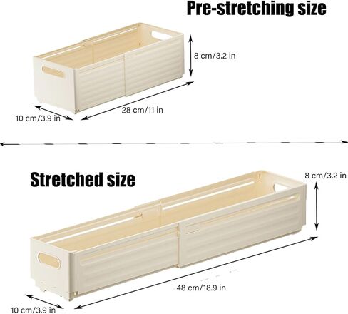 Plastic Expandable Boxes, Kitchen Foldable Storage Bins, Adjustable from 11 to 18.8 Inches - Ideal Drawer Organizers for Bedroom, Kitchen Utensils, Tools, and Closets in Saudi Arabia