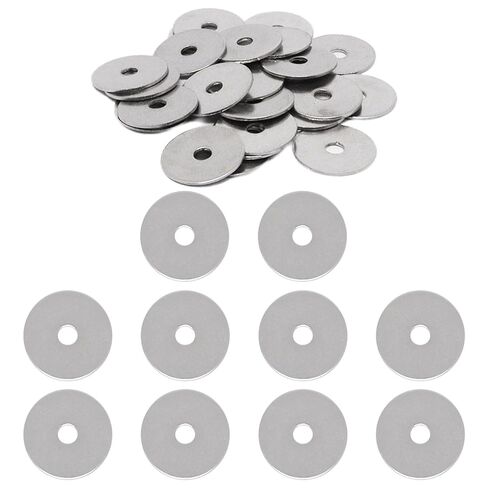 1/4" Flat Washers, 304 Stainless Steel Fender Washers, 1" Outside Diameter, Small Washers for Screws, 0.06 inch Thickness (50 Pcs, M6 x 25mm) in Kuwait