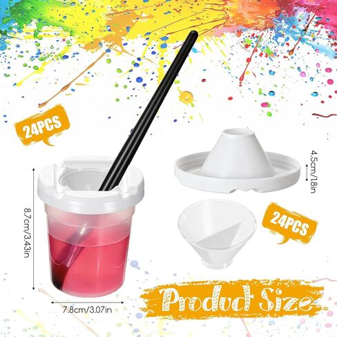 24PCS Paint Cups with Lids for Kids, No Spill Paint Cups with Lid Spill Proof Paints Cup Reusable Plastic Small Containers with Lids for Painting, Home, Classroom in Saudi Arabia