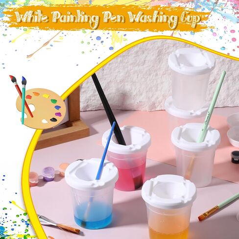 24PCS Paint Cups with Lids for Kids, No Spill Paint Cups with Lid Spill Proof Paints Cup Reusable Plastic Small Containers with Lids for Painting, Home, Classroom in Saudi Arabia