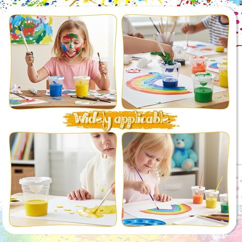 24PCS Paint Cups with Lids for Kids, No Spill Paint Cups with Lid Spill Proof Paints Cup Reusable Plastic Small Containers with Lids for Painting, Home, Classroom in Saudi Arabia
