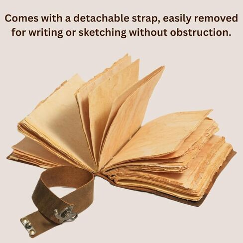 مجلة جلدية كلاسيكية للنساء والرجال - كتاب الظلال، مجلة جريمويري الساحرة مع قفل للإغلاق - 200 صفحة مصنوعة يدويًا من ورق ذو حافة عتيقة - دفتر ملاحظات من الجلد البني الريفي مقاس 7 × 5 in Kuwait