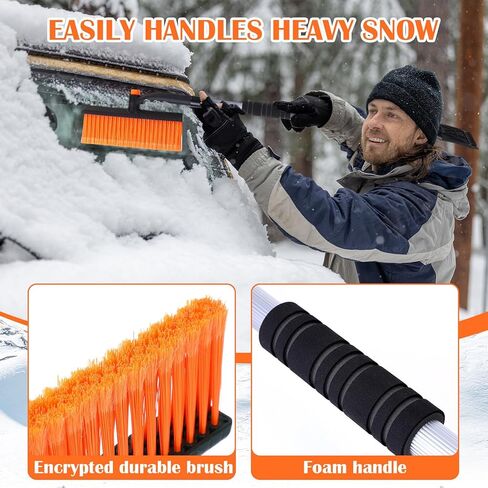2 حزمة من فرشاة الثلج القابلة للتمديد 40 بوصة مع أداة إزالة الثلج مكشطة الثلج القابلة للفصل لشاحنة السيارة وسيارات الدفع الرباعي ومقبض إسفنجي للزجاج الأمامي للسيارة، ملحقات السيارة الشتوية شديدة التحمل (أسود) in Kuwait