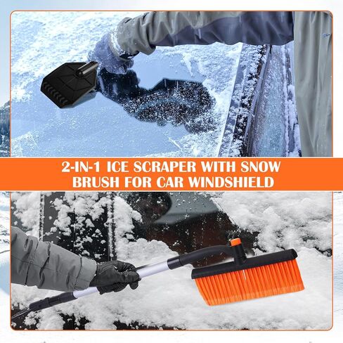 2 حزمة من فرشاة الثلج القابلة للتمديد 40 بوصة مع أداة إزالة الثلج مكشطة الثلج القابلة للفصل لشاحنة السيارة وسيارات الدفع الرباعي ومقبض إسفنجي للزجاج الأمامي للسيارة، ملحقات السيارة الشتوية شديدة التحمل (أسود) in Kuwait