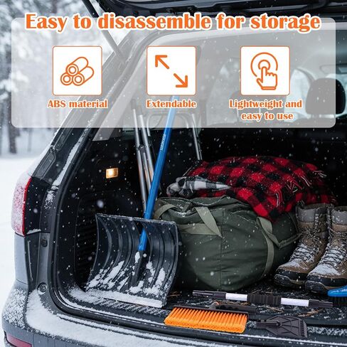 2 حزمة من فرشاة الثلج القابلة للتمديد 40 بوصة مع أداة إزالة الثلج مكشطة الثلج القابلة للفصل لشاحنة السيارة وسيارات الدفع الرباعي ومقبض إسفنجي للزجاج الأمامي للسيارة، ملحقات السيارة الشتوية شديدة التحمل (أسود) in Kuwait