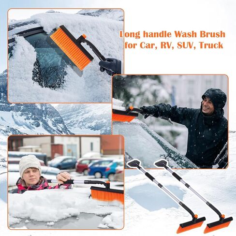 2 حزمة من فرشاة الثلج القابلة للتمديد 40 بوصة مع أداة إزالة الثلج مكشطة الثلج القابلة للفصل لشاحنة السيارة وسيارات الدفع الرباعي ومقبض إسفنجي للزجاج الأمامي للسيارة، ملحقات السيارة الشتوية شديدة التحمل (أسود) in Kuwait