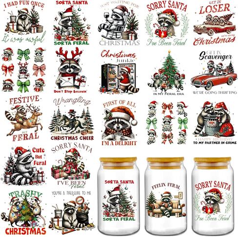 8 Sheets Christmas UV DTF Stickers, Cute Santa Claus Gingerbread Man UV DTF Tumbler Wraps for 16 20 oz Glass, Christmas Tree Sweater Bow Sublimation Cold Transfer Sticker Decals DIY Water Bottle Decor in Saudi Arabia