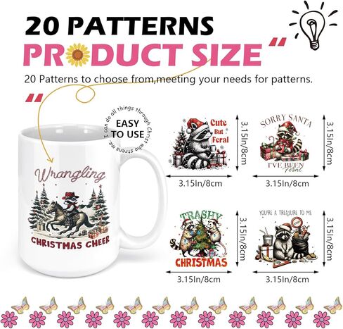 8 Sheets Christmas UV DTF Stickers, Cute Santa Claus Gingerbread Man UV DTF Tumbler Wraps for 16 20 oz Glass, Christmas Tree Sweater Bow Sublimation Cold Transfer Sticker Decals DIY Water Bottle Decor in Saudi Arabia