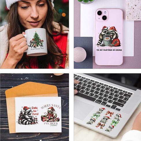 8 Sheets Christmas UV DTF Stickers, Cute Santa Claus Gingerbread Man UV DTF Tumbler Wraps for 16 20 oz Glass, Christmas Tree Sweater Bow Sublimation Cold Transfer Sticker Decals DIY Water Bottle Decor in Saudi Arabia