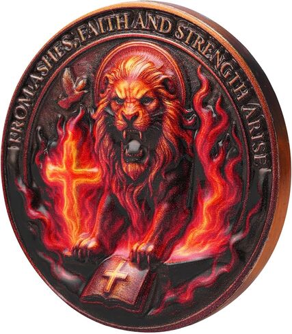 Lion of Judah Christian Prayer Coin Inspirational Religious Challenge Coin Bible Verse Token, Faith and Strength Medallion (Bible Lion Coin-One Piece) in Saudi Arabia