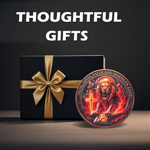 Lion of Judah Christian Prayer Coin Inspirational Religious Challenge Coin Bible Verse Token, Faith and Strength Medallion (Bible Lion Coin-One Piece) in Saudi Arabia