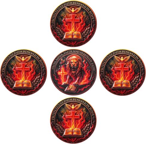 Lion of Judah Christian Prayer Coin Inspirational Religious Challenge Coin Bible Verse Token, Faith and Strength Medallion (Bible Lion Coin-One Piece) in Saudi Arabia