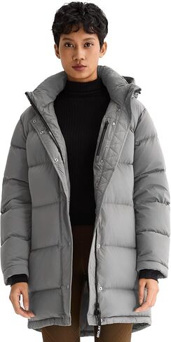 Orolay Women's Mid-Length Thickened Jacket with Detachable Hood Stand Collar Winter Puffer Jacket in Kuwait