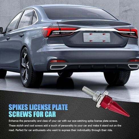 4PCS Spike License Plate Screw Fasteners, Motorcycle License Plate Bolts, Anti Theft License Plate Screw Frame Kit, Universal Spike License Plates Bolt Car Accessories for Cars Trucks (Blue) in Saudi Arabia
