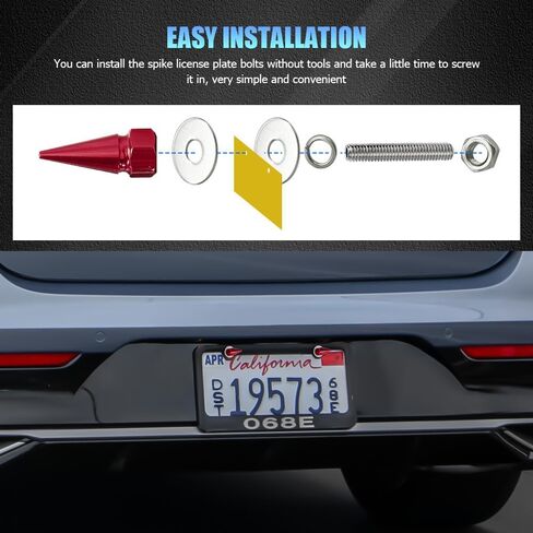4PCS Spike License Plate Screw Fasteners, Motorcycle License Plate Bolts, Anti Theft License Plate Screw Frame Kit, Universal Spike License Plates Bolt Car Accessories for Cars Trucks (Blue) in Saudi Arabia