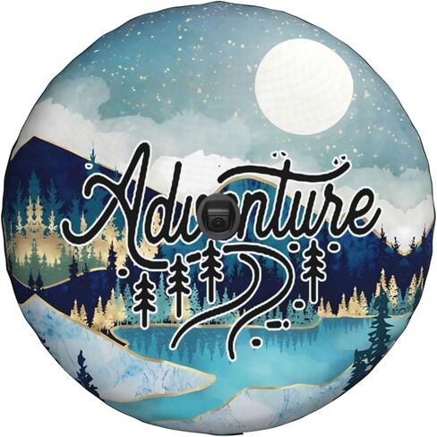 Adventure Moon Spare Tire Cover with Backup Camera Hole Leather Wheel Cover for Wrangler JL, Sport & Sahara (2018-2025) in Saudi Arabia