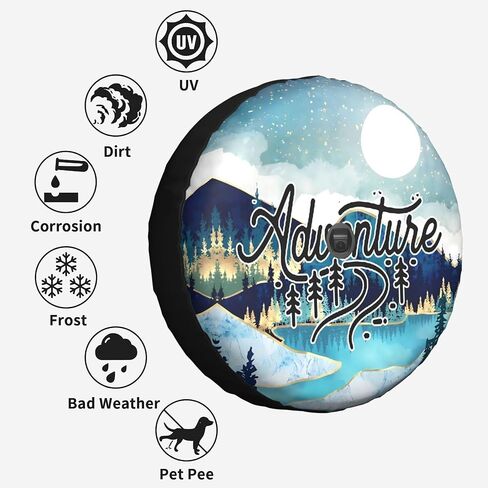 Adventure Moon Spare Tire Cover with Backup Camera Hole Leather Wheel Cover for Wrangler JL, Sport & Sahara (2018-2025) in Saudi Arabia