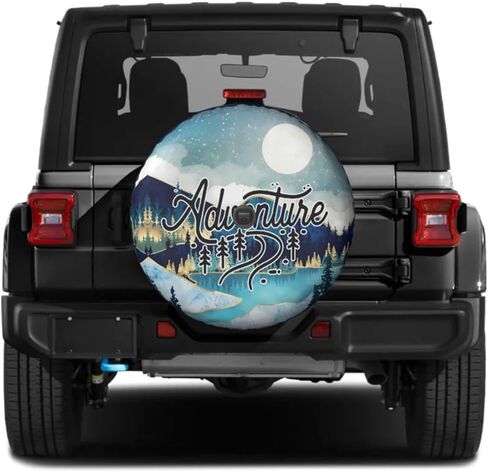 Adventure Moon Spare Tire Cover with Backup Camera Hole Leather Wheel Cover for Wrangler JL, Sport & Sahara (2018-2025) in Saudi Arabia