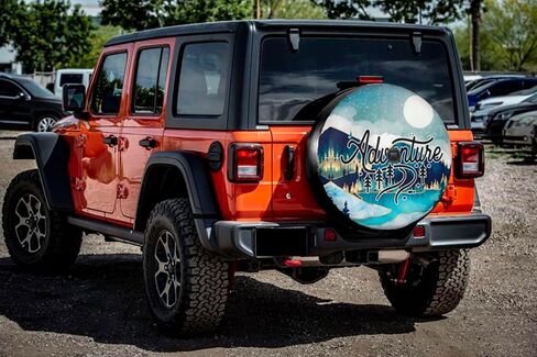 Adventure Moon Spare Tire Cover with Backup Camera Hole Leather Wheel Cover for Wrangler JL, Sport & Sahara (2018-2025) in Saudi Arabia