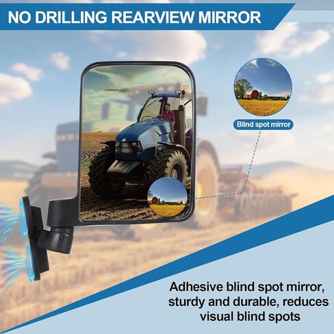 Universal Forklift Rearview Mirror, Square High-Definition Convex Mirror, Supports 360-Degree Rotation, Wide Field of View, Compatible with Multiple Forklift Models -1 Pair in Saudi Arabia