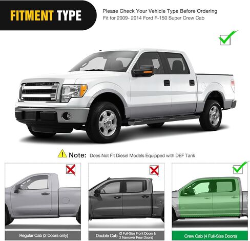 لوحات تشغيل Nilight لـ 2015-2024 Ford F-150 SuperCrew Cab Pickup 4 أبواب 2017-2024 Ford F-250 F-350 Super Duty Crew Cab 6 بوصة قضبان نيرف جانبية من الألومنيوم مقاومة للانزلاق، ضمان لمدة عامين in Saudi Arabia