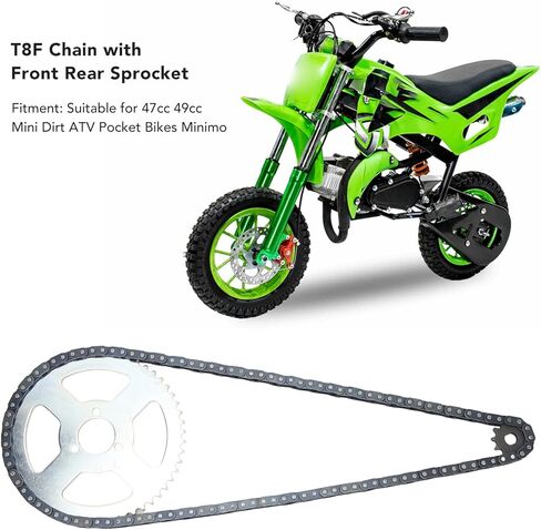 T8F Gear Chain Set, High Strength Front and Rear T8F Sprocket Chain Kit, Fit for Mini Dirt ATV Pocket Bikes in Saudi Arabia