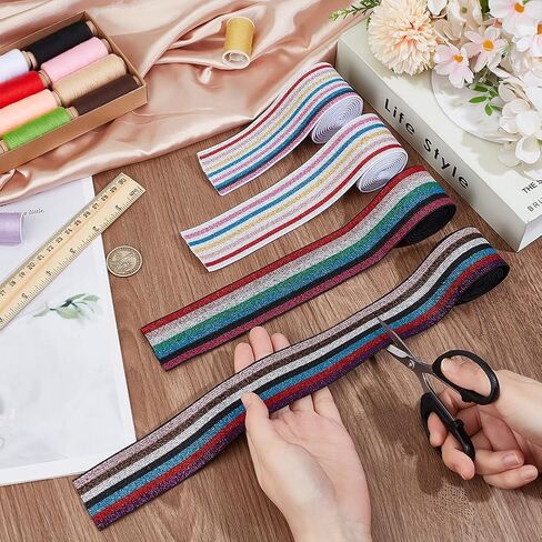 BENECREAT 8 Yards Flat Elastic Band, 1.57 Inch 4 Colors Elastic Band Tape Wide Non-Slip Elastic Ribbon for DIY Garment Sewing Crafts Belt Waistband Sports Shorts in Saudi Arabia