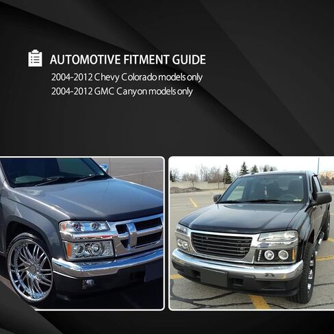 Autozensation متوافق مع Chevy Colorado GMC Canyon 2004-2012، غطاء أسود نفاث، مصابيح زاوية ممتصة للصدمات، مجموعة زوج L+R in Kuwait