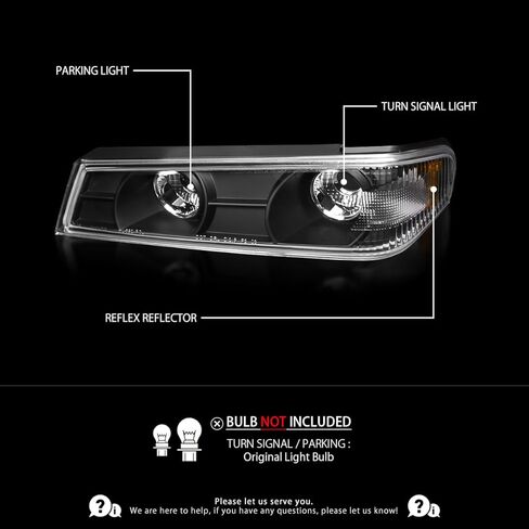 Autozensation Compatible with Chevy Colorado GMC Canyon 2004-2012, Jet Black Housing Clear Lens Bumper Corner Lights, L+R Pair Assembly in Saudi Arabia