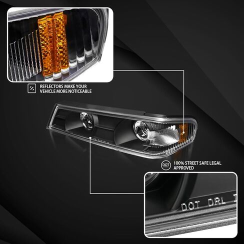 Autozensation Compatible with Chevy Colorado GMC Canyon 2004-2012, Jet Black Housing Clear Lens Bumper Corner Lights, L+R Pair Assembly in Saudi Arabia